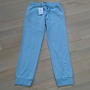 Jumper Italian soft cotton stretch light blue white splatter joggers